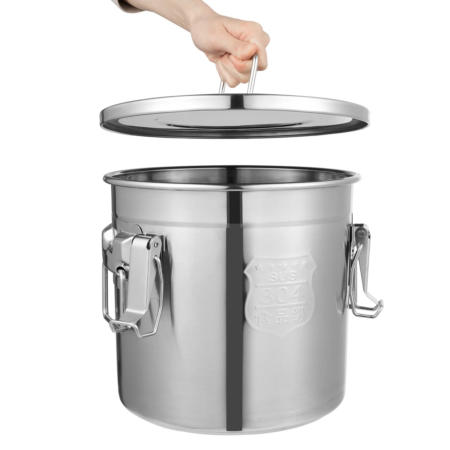 Stainless Steel Cereal Container - 12L Airtight Rice and Oil Storage Bucket - ZOOMNSTORE