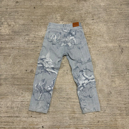 Y2k Angel Baggy Jeans Retro High Street Cupids Arrow Men Women Pants American Hip Hop Streetwear Unisex Casual Straight Jeans