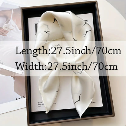 Seagull Print Square Scarf - Stylish Imitation Silk Shawl for Women - ZOOMNSTORE