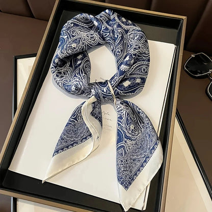 Seagull Print Square Scarf - Stylish Imitation Silk Shawl for Women - ZOOMNSTORE