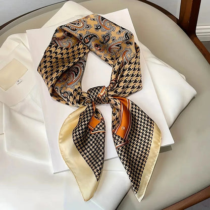 Seagull Print Square Scarf - Stylish Imitation Silk Shawl for Women - ZOOMNSTORE