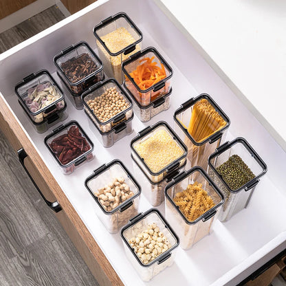 Sealed Food Storage Jars - Stackable Plastic Kitchen Containers, Airtight & Moisture Proof - ZOOMNSTORE