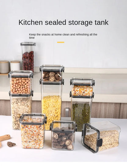 Sealed Food Storage Jars - Stackable Plastic Kitchen Containers, Airtight & Moisture Proof - ZOOMNSTORE