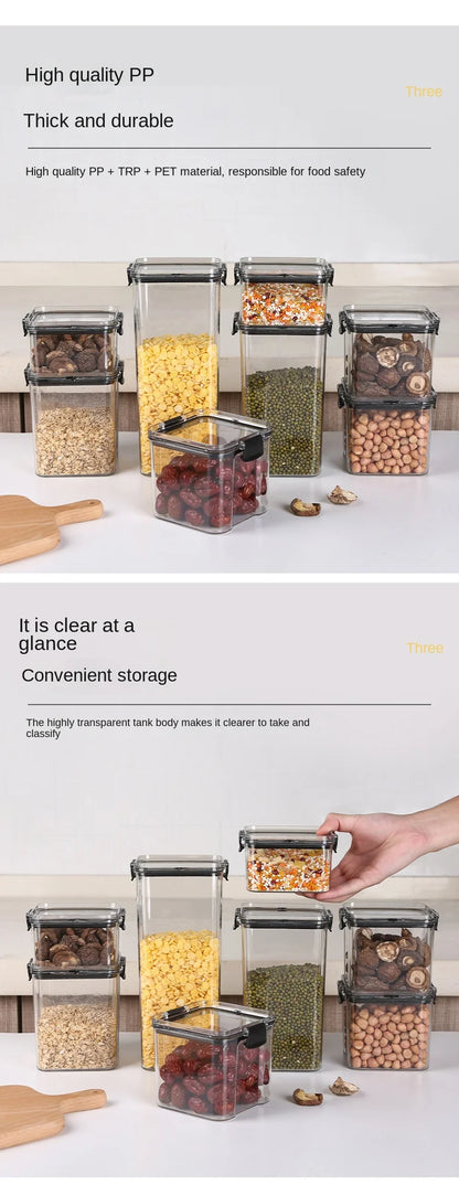 Sealed Food Storage Jars - Stackable Plastic Kitchen Containers, Airtight & Moisture Proof - ZOOMNSTORE