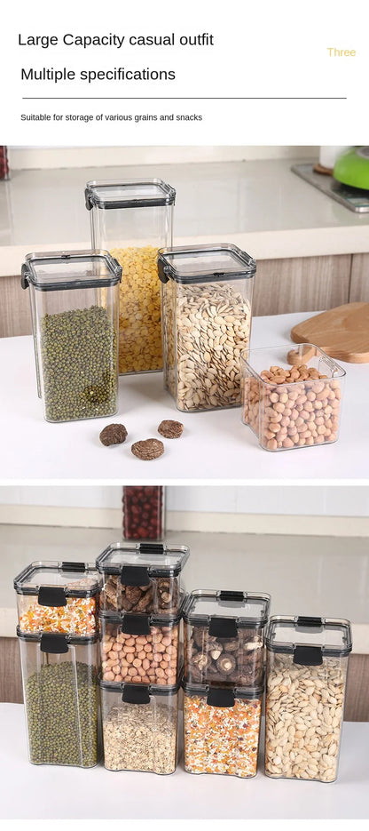 Sealed Food Storage Jars - Stackable Plastic Kitchen Containers, Airtight & Moisture Proof - ZOOMNSTORE