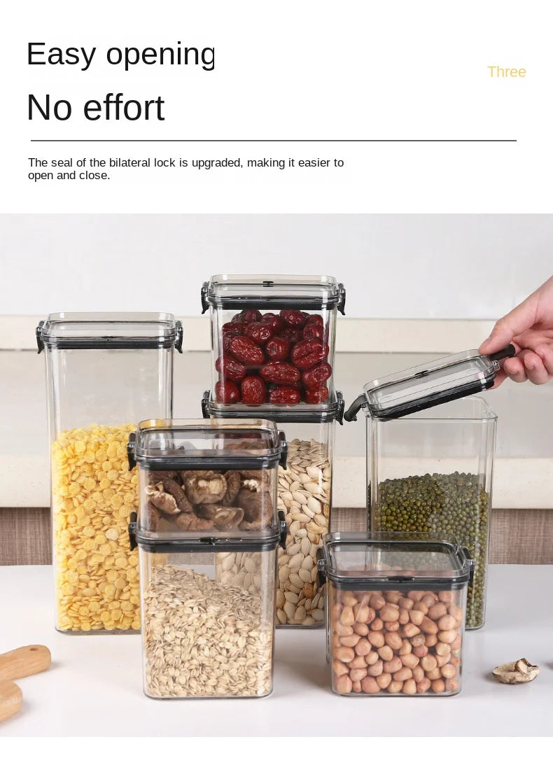 Sealed Food Storage Jars - Stackable Plastic Kitchen Containers, Airtight & Moisture Proof - ZOOMNSTORE