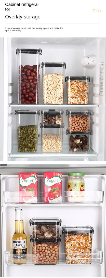 Sealed Food Storage Jars - Stackable Plastic Kitchen Containers, Airtight & Moisture Proof - ZOOMNSTORE