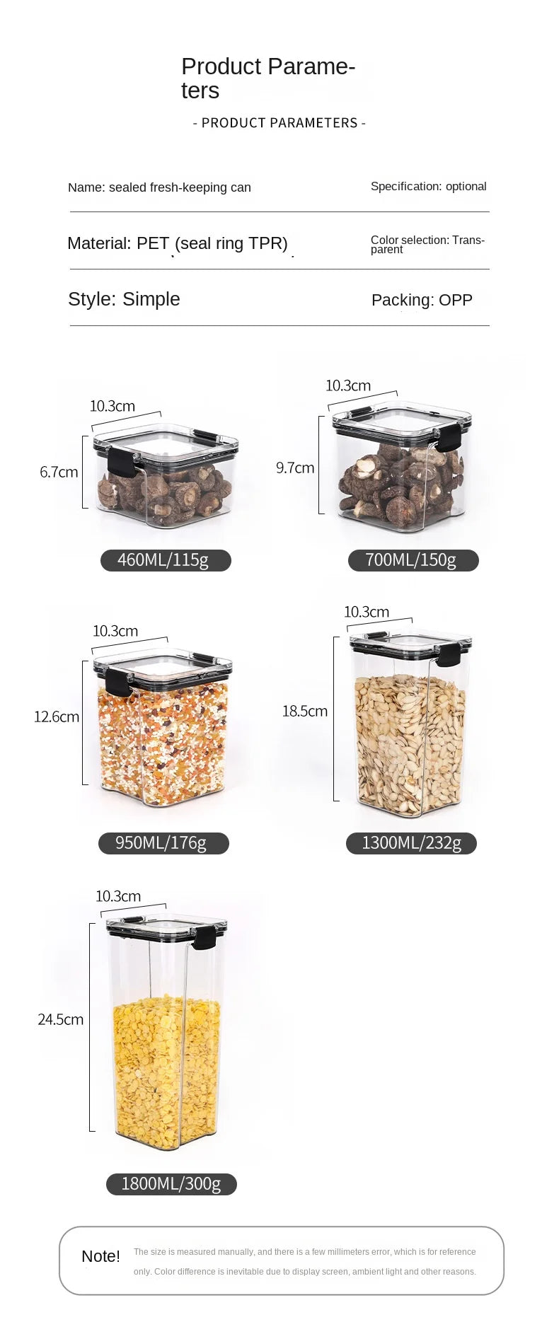 Sealed Food Storage Jars - Stackable Plastic Kitchen Containers, Airtight & Moisture Proof - ZOOMNSTORE
