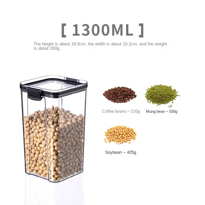 Sealed Food Storage Jars - Stackable Plastic Kitchen Containers, Airtight & Moisture Proof - ZOOMNSTORE