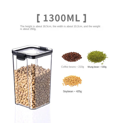 Sealed Food Storage Jars - Stackable Plastic Kitchen Containers, Airtight & Moisture Proof - ZOOMNSTORE