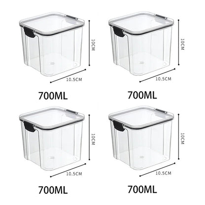 Sealed Food Storage Jars - Stackable Plastic Kitchen Containers, Airtight & Moisture Proof - ZOOMNSTORE