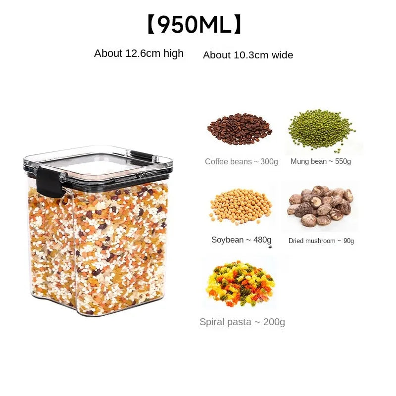 Sealed Food Storage Jars - Stackable Plastic Kitchen Containers, Airtight & Moisture Proof - ZOOMNSTORE