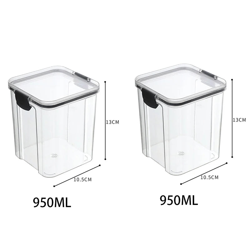 Sealed Food Storage Jars - Stackable Plastic Kitchen Containers, Airtight & Moisture Proof - ZOOMNSTORE