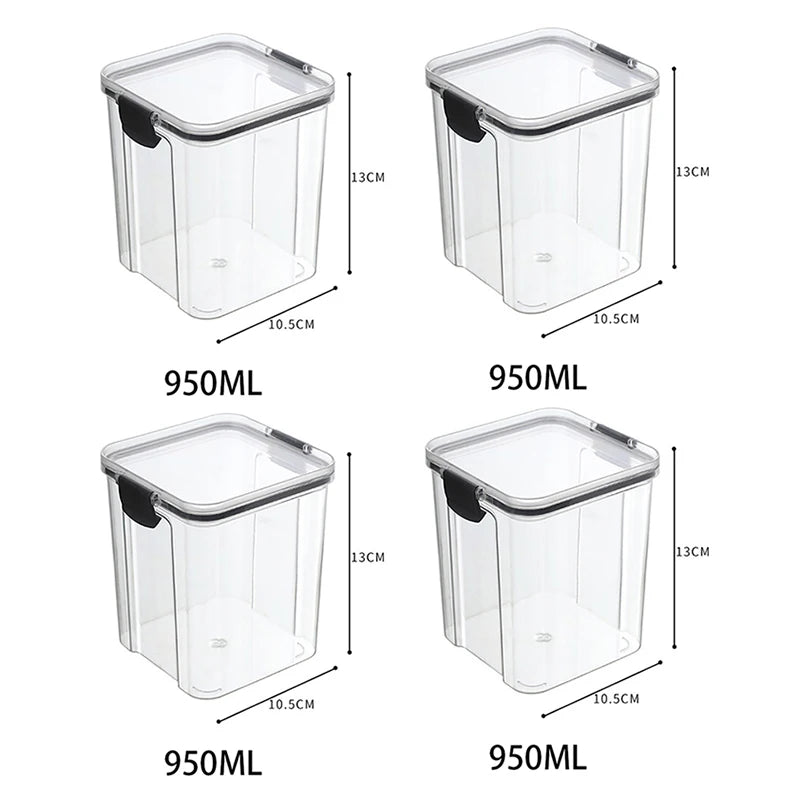 Sealed Food Storage Jars - Stackable Plastic Kitchen Containers, Airtight & Moisture Proof - ZOOMNSTORE