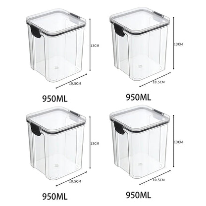 Sealed Food Storage Jars - Stackable Plastic Kitchen Containers, Airtight & Moisture Proof - ZOOMNSTORE