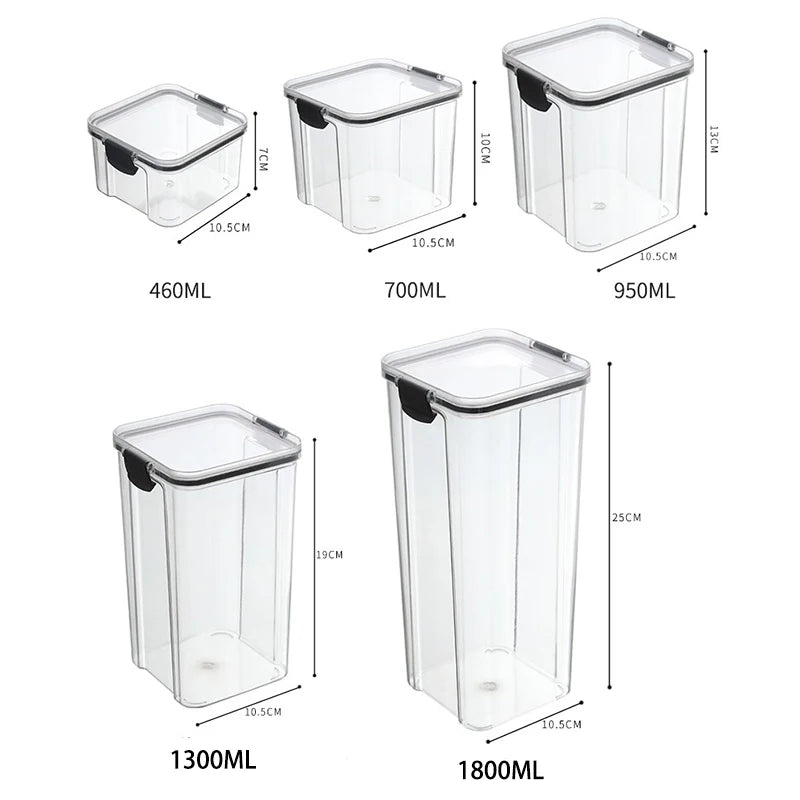 Sealed Food Storage Jars - Stackable Plastic Kitchen Containers, Airtight & Moisture Proof - ZOOMNSTORE