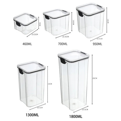 Sealed Food Storage Jars - Stackable Plastic Kitchen Containers, Airtight & Moisture Proof - ZOOMNSTORE