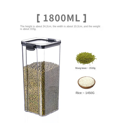 Sealed Food Storage Jars - Stackable Plastic Kitchen Containers, Airtight & Moisture Proof - ZOOMNSTORE