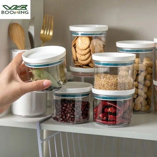 Sealed Jar Kitchen Storage Sealed Ring Bottle Food Grade Transparent Container Miscellaneous Grain Snack Storage Jar - ZOOMNSTORE