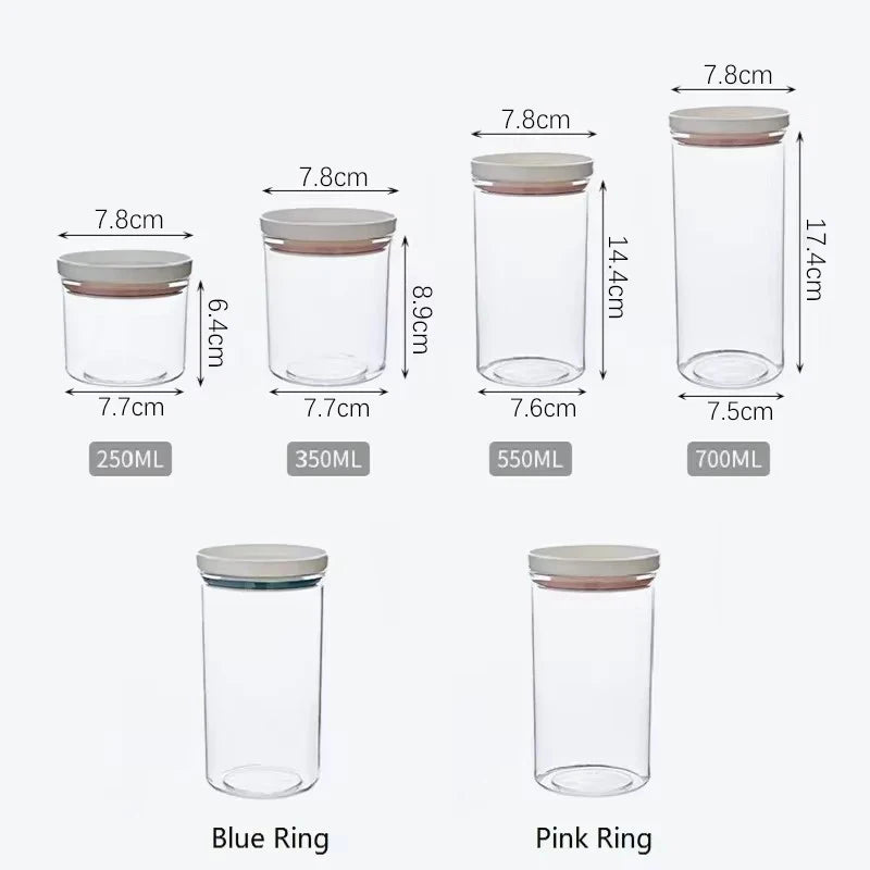 Sealed Jar Kitchen Storage Sealed Ring Bottle Food Grade Transparent Container Miscellaneous Grain Snack Storage Jar - ZOOMNSTORE