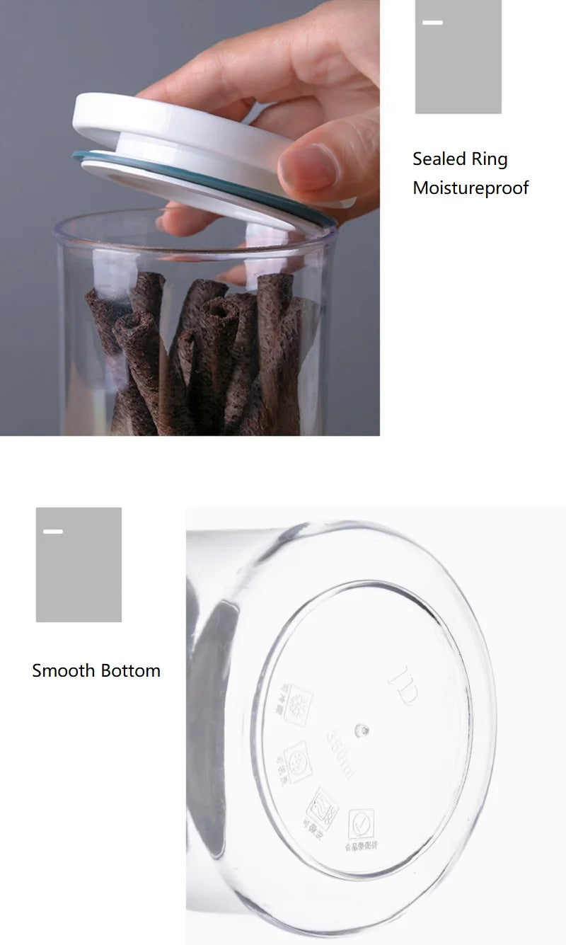 Sealed Kitchen Storage Box - Clear Food Canister Airtight Container with Wide Mouth - ZOOMNSTORE