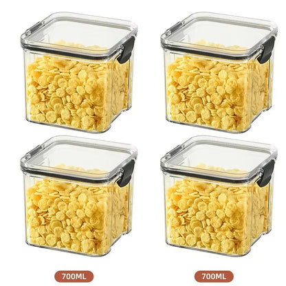 460/700/950/1300/1800ml Thick Sealed Storage Tank Transparent Square Dried Fruit Storage Box Kitchen Grain Storage Jar Container - ZOOMNSTORE