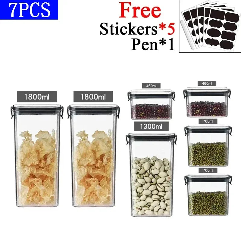 460/700/950/1300/1800ml Thick Sealed Storage Tank Transparent Square Dried Fruit Storage Box Kitchen Grain Storage Jar Container - ZOOMNSTORE
