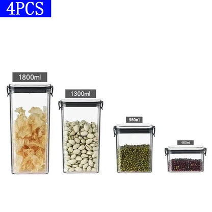 460/700/950/1300/1800ml Thick Sealed Storage Tank Transparent Square Dried Fruit Storage Box Kitchen Grain Storage Jar Container - ZOOMNSTORE