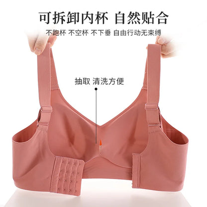 Seamless Bra Big Breasts - Wire Free Push Up Sports Bra | Breathable, Slim Fit, Back Closure - ZOOMNSTORE