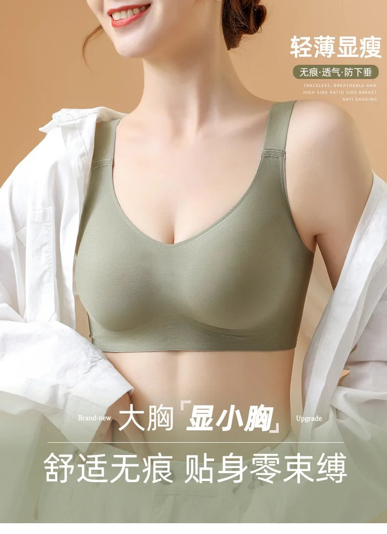 Seamless Bra Big Breasts - Wire Free Push Up Sports Bra | Breathable, Slim Fit, Back Closure - ZOOMNSTORE