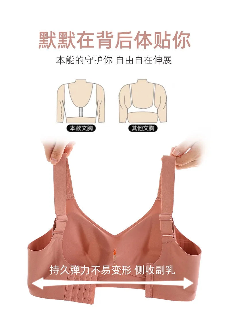 Seamless Bra Big Breasts - Wire Free Push Up Sports Bra | Breathable, Slim Fit, Back Closure - ZOOMNSTORE