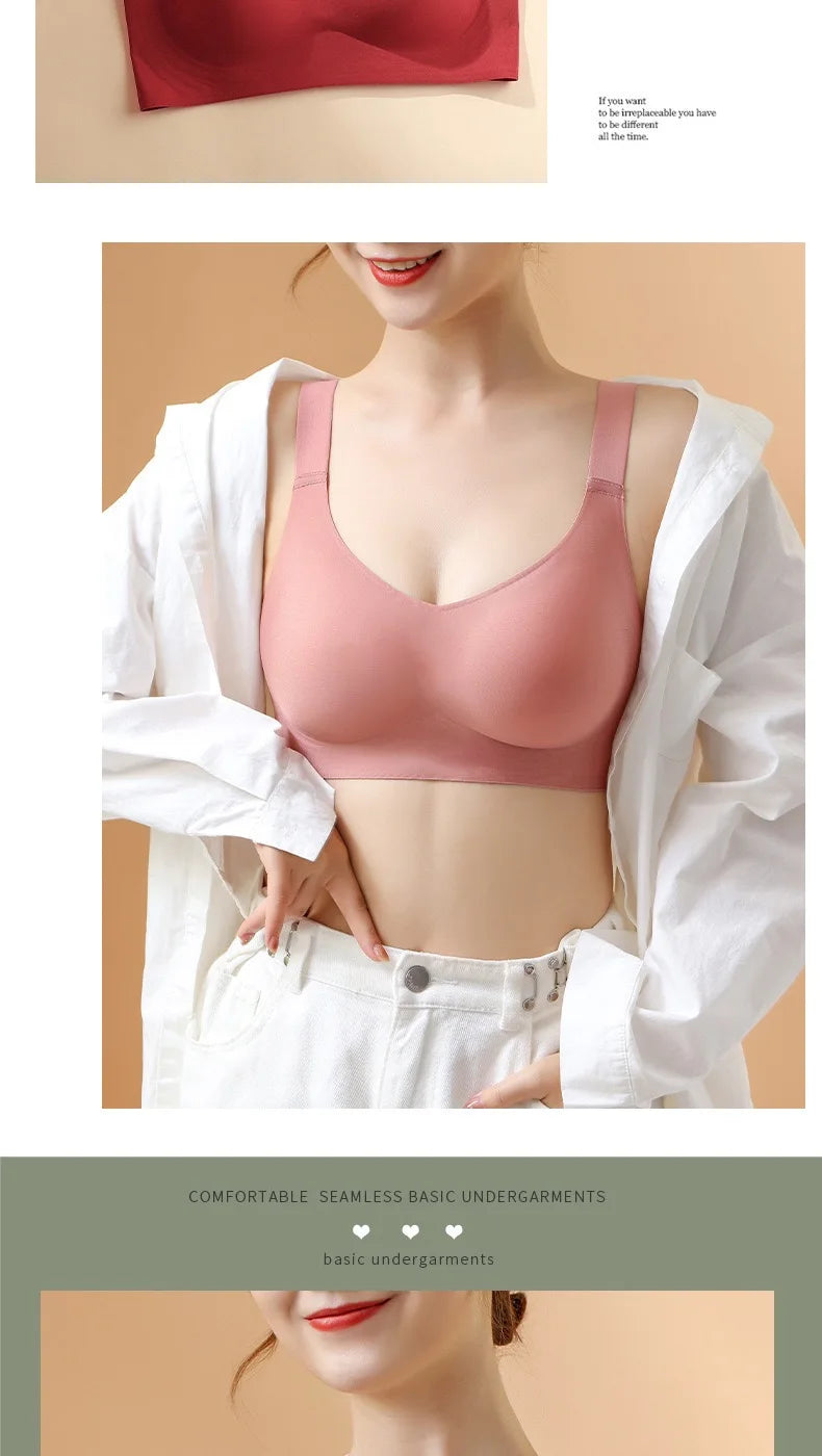 Seamless Bra Big Breasts - Wire Free Push Up Sports Bra | Breathable, Slim Fit, Back Closure - ZOOMNSTORE