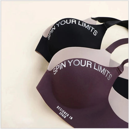 Simplicity Letters Printed Bra Sexy Deep V Thin Women's Lingerie Seamless Cup Surface Bralette No steel rings gather Brassiere - ZOOMNSTORE