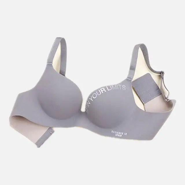 Simplicity Letters Printed Bra Sexy Deep V Thin Women's Lingerie Seamless Cup Surface Bralette No steel rings gather Brassiere - ZOOMNSTORE