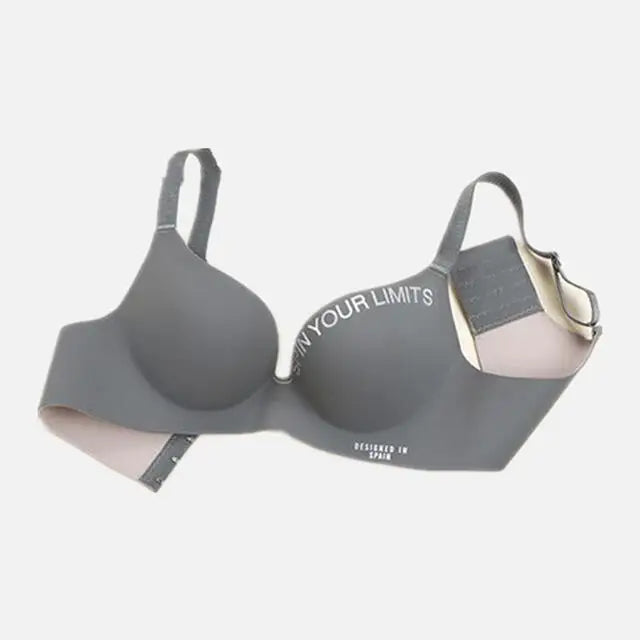 Simplicity Letters Printed Bra Sexy Deep V Thin Women's Lingerie Seamless Cup Surface Bralette No steel rings gather Brassiere - ZOOMNSTORE