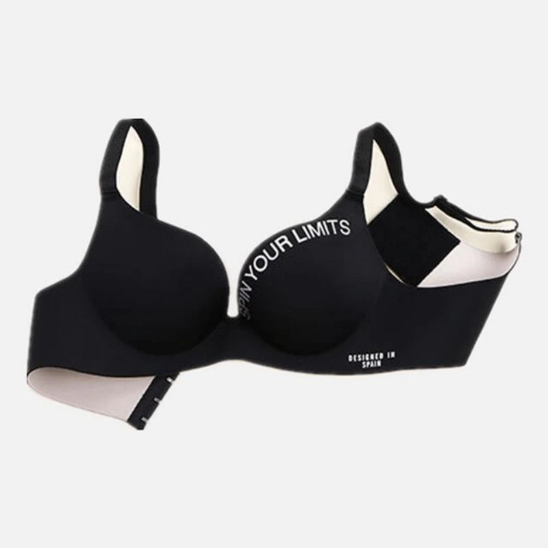 Simplicity Letters Printed Bra Sexy Deep V Thin Women's Lingerie Seamless Cup Surface Bralette No steel rings gather Brassiere - ZOOMNSTORE