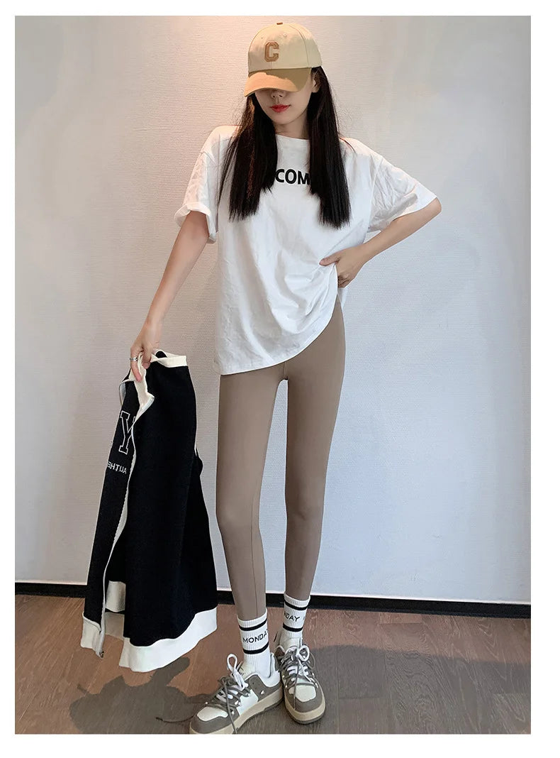 Seamless Leggings Women – High Waist Brushed Shark Fitness Pants | Slim Fit - ZOOMNSTORE