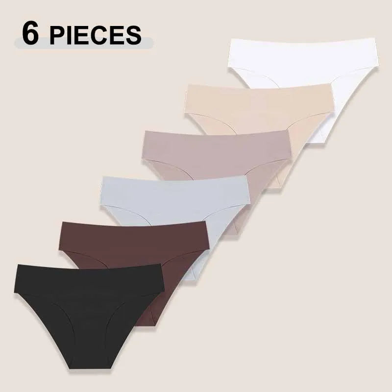 Seamless Low Waist Panties – 6Pcs Women's Breathable Briefs Set | High Elastic Lingerie - ZOOMNSTORE