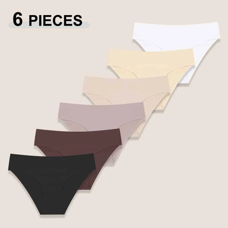 Seamless Low Waist Panties – 6Pcs Women's Breathable Briefs Set | High Elastic Lingerie - ZOOMNSTORE