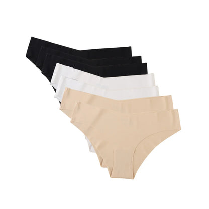 Seamless Low Waist Panties - 7Pcs Women Briefs Set With Cotton Crotch & Ice Silk - ZOOMNSTORE
