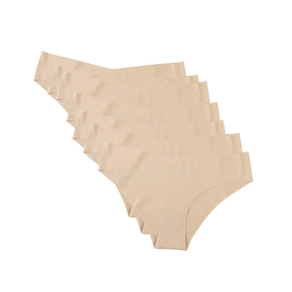 Seamless Low Waist Panties - 7Pcs Women Briefs Set With Cotton Crotch & Ice Silk - ZOOMNSTORE