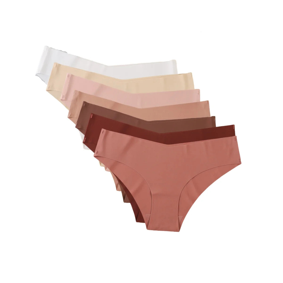 Seamless Low Waist Panties - 7Pcs Women Briefs Set With Cotton Crotch & Ice Silk - ZOOMNSTORE