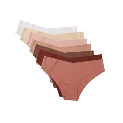 Seamless Low Waist Panties - 7Pcs Women Briefs Set With Cotton Crotch & Ice Silk - ZOOMNSTORE