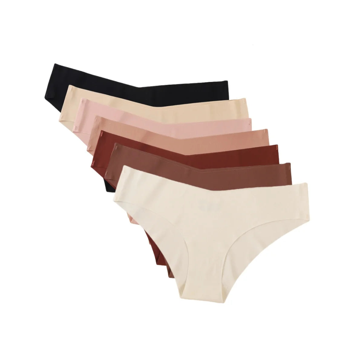 Seamless Low Waist Panties - 7Pcs Women Briefs Set With Cotton Crotch & Ice Silk - ZOOMNSTORE