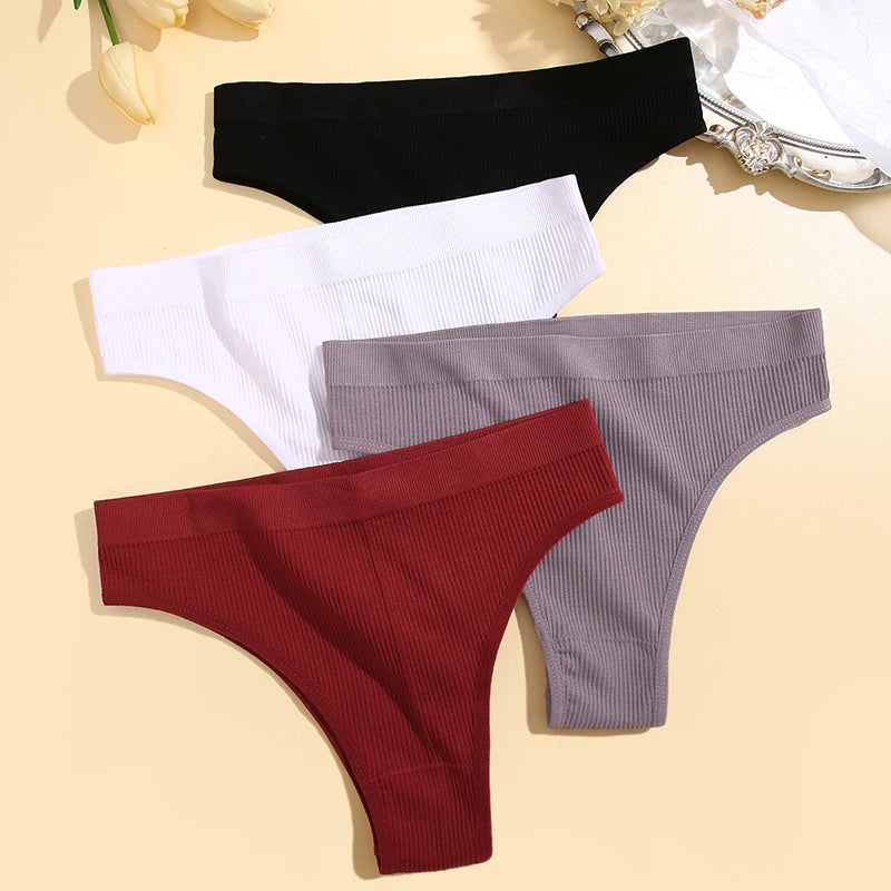 2PCS Womens Seamless Low-Rise Thong - Soft Breathable Brazilian Underwear - ZOOMNSTORE