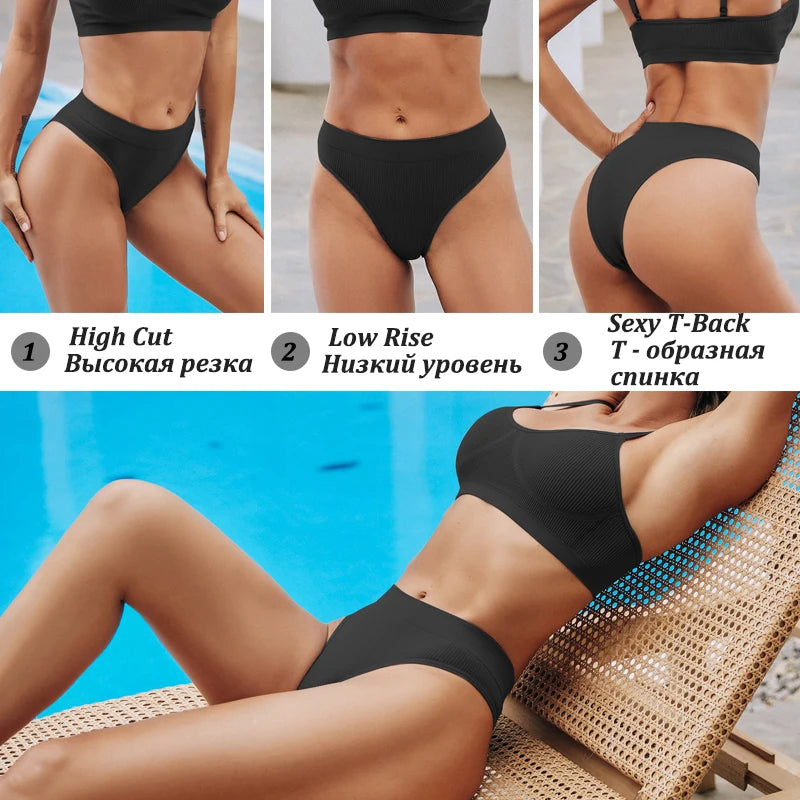 2PCS Womens Seamless Low-Rise Thong - Soft Breathable Brazilian Underwear - ZOOMNSTORE