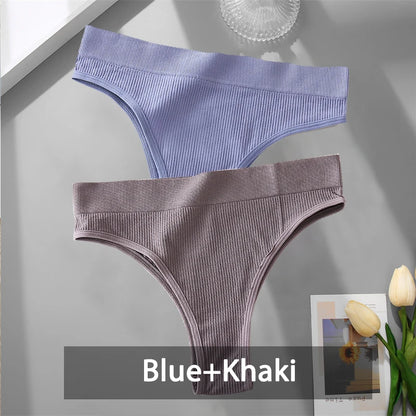 2PCS Womens Seamless Low-Rise Thong - Soft Breathable Brazilian Underwear - ZOOMNSTORE