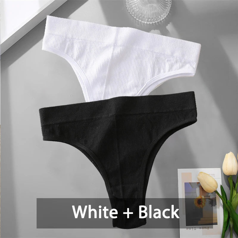 2PCS Womens Seamless Low-Rise Thong - Soft Breathable Brazilian Underwear - ZOOMNSTORE