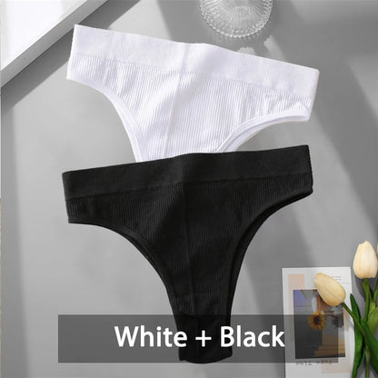 2PCS Womens Seamless Low-Rise Thong - Soft Breathable Brazilian Underwear - ZOOMNSTORE
