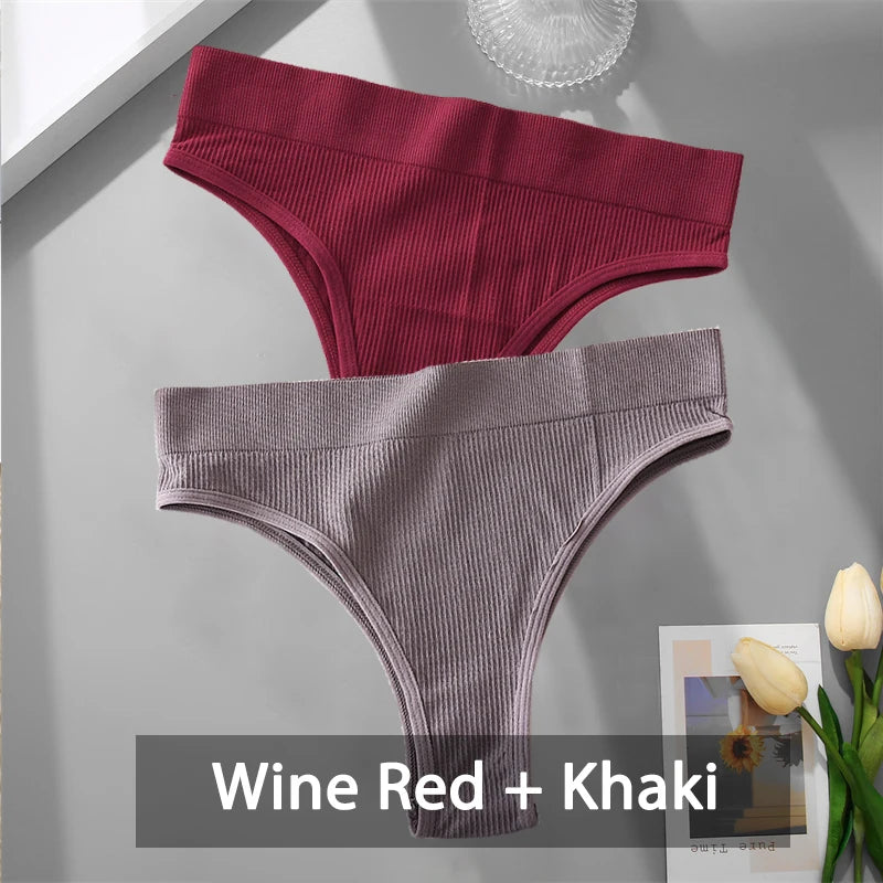 2PCS Womens Seamless Low-Rise Thong - Soft Breathable Brazilian Underwear - ZOOMNSTORE